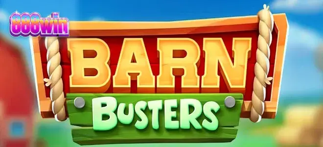 Cena vibrante de um celeiro estilizado em Barn Busters com ovelhas e elementos rurais.